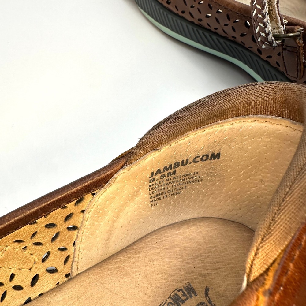 Jambu Bailey MJ Brown Leather Laser Cut Mary Jane Flats Womens 9.5M WJ17BMJ34 - Picture 12 of 14